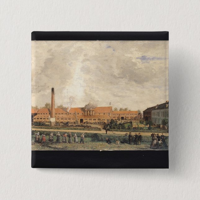 View of a Sugar Factory 15 Cm Square Badge (Front)