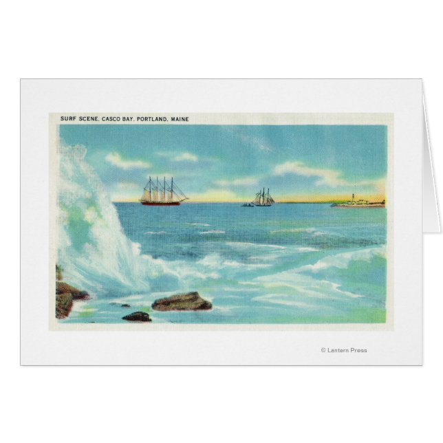 View of a Surf Scene, Ships on Casco Bay (Front Horizontal)