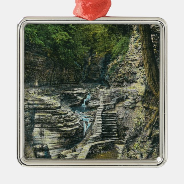 View of a Suspension Bridge Metal Tree Decoration (Front)