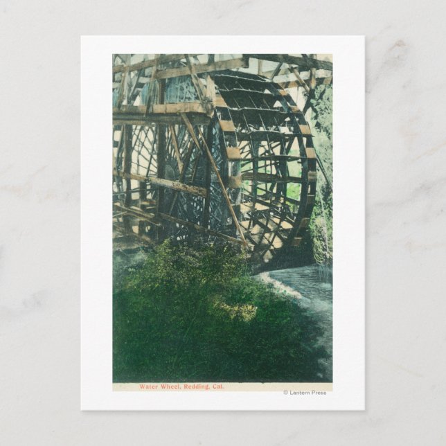 View of a Water WheelRedding, CA Postcard (Front)