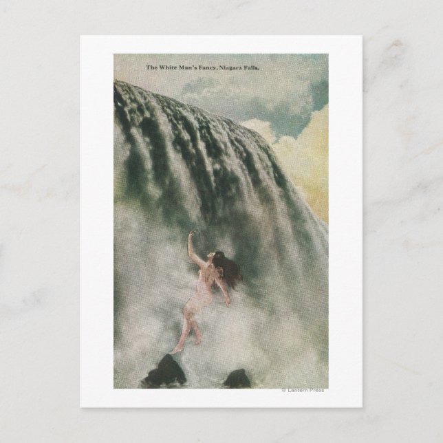View of a Woman in the Falls Postcard (Front)