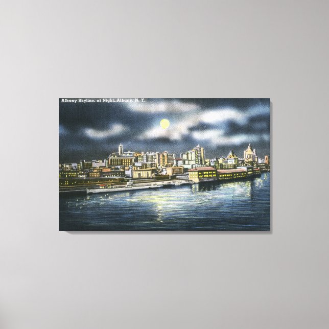 View of Albany Skyline at Night Canvas Print (Front)