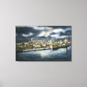 View of Albany Skyline at Night Canvas Print