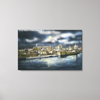 View of Albany Skyline at Night Canvas Print