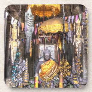 View of altar area inside Buddhist temple, Coaster