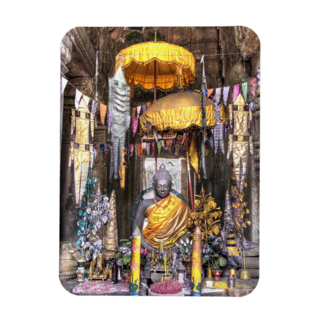 View of altar area inside Buddhist temple, Magnet (Vertical)
