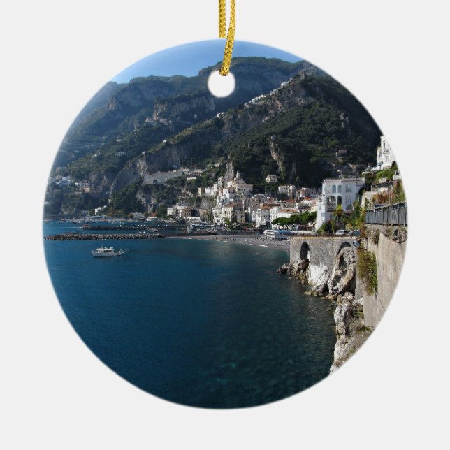View of Amalfi coast Ceramic Tree Decoration (Front)