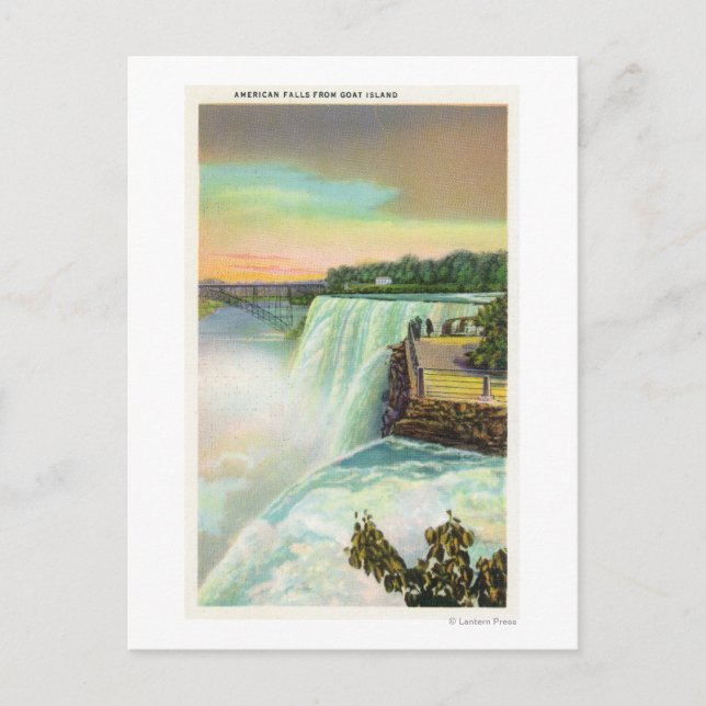 View of American Falls from Goat Island Postcard (Front)