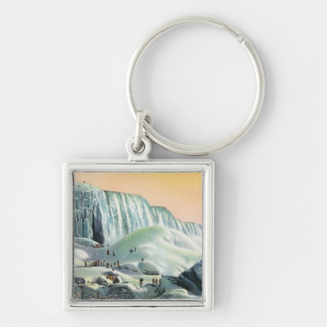 View of American Falls in Winter # 2 Key Ring (Front)