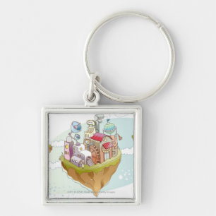 View of an colourful abstract illustration key ring