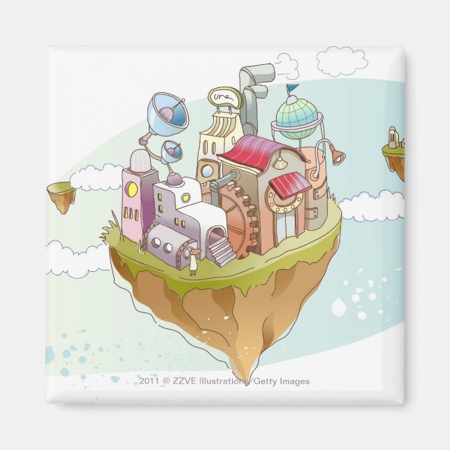 View of an colourful abstract illustration magnet (Front)