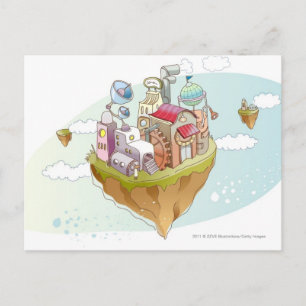 View of an colourful abstract illustration postcard