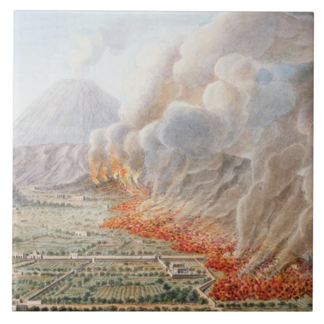 View of an eruption of Mt. Vesuvius which began on Tile (Front)