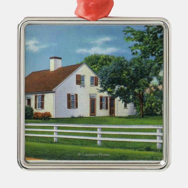 View of an Old Cape Cod Home Metal Tree Decoration (Front)