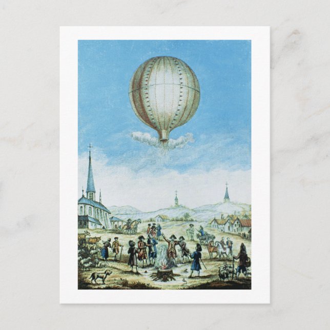 View of Annonay in Vivarais and the first flight o Postcard (Front)