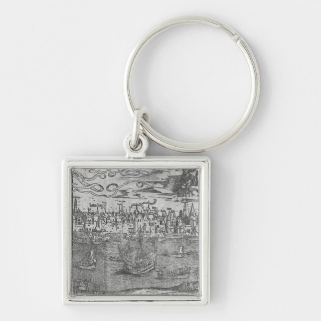 View of Antwerp Harbour Key Ring (Front)