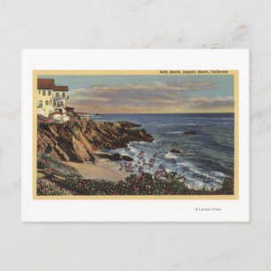 View of Arch Beach with Flowers Postcard