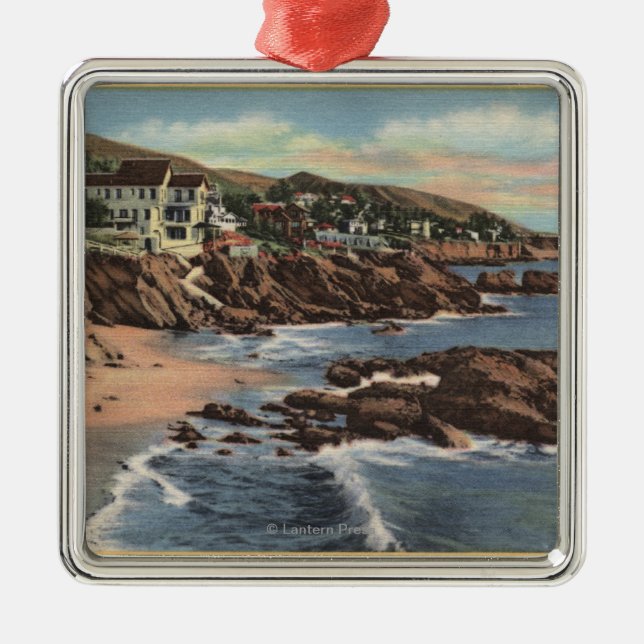 View of Arch Beach with Homes Metal Tree Decoration (Front)