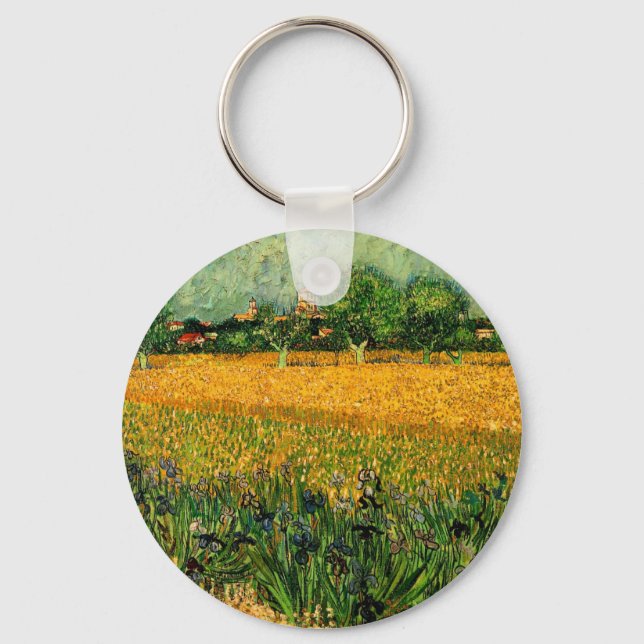 View of Arles with Irises by Vincent van Gogh Key Ring (Front)