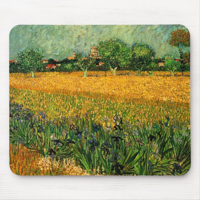 View of Arles with Irises by Vincent van Gogh Mouse Mat (Front)