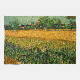 View of Arles with Irises by Vincent van Gogh Tea Towel