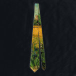 View of Arles with Irises by Vincent van Gogh Tie<br><div class="desc">View of Arles with Irises in the Foreground by Vincent van Gogh is a vintage fine art post impressionism landscape nature painting. A wheat field with purple iris flowers in the foreground on a farm. Trees and the town of Arles with houses are in the background. About the artist: Vincent...</div>