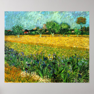 View of Arles with Irises in the Foreground Poster