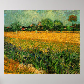 View of Arles with Irises in the Foreground Poster