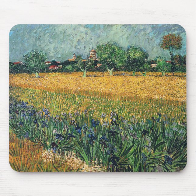 View of Arles with Irises Van Gogh Fine Art Mouse Mat (Front)