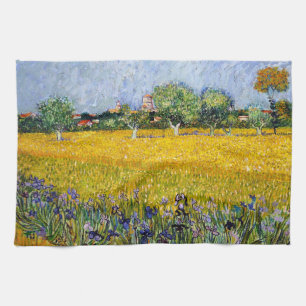 View of Arles with Irises Vincent van Gogh paint Tea Towel