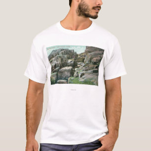 View of Ascending Giant Rock Steps in Rockface T-Shirt