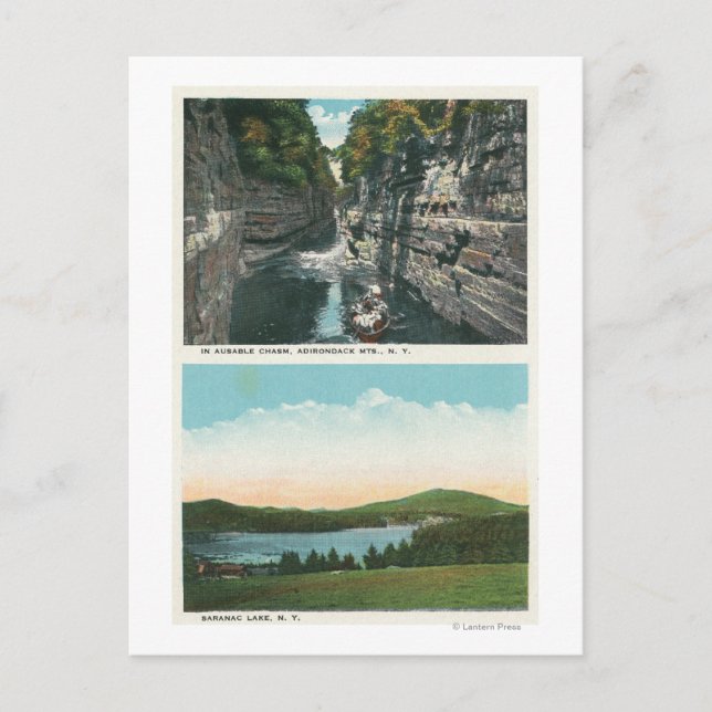 View of Ausable Chasm and Saranac Lake Postcard (Front)