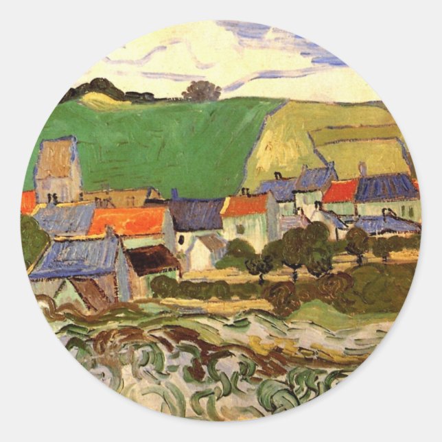 View of Auvers by Vincent van Gogh Classic Round Sticker (Front)
