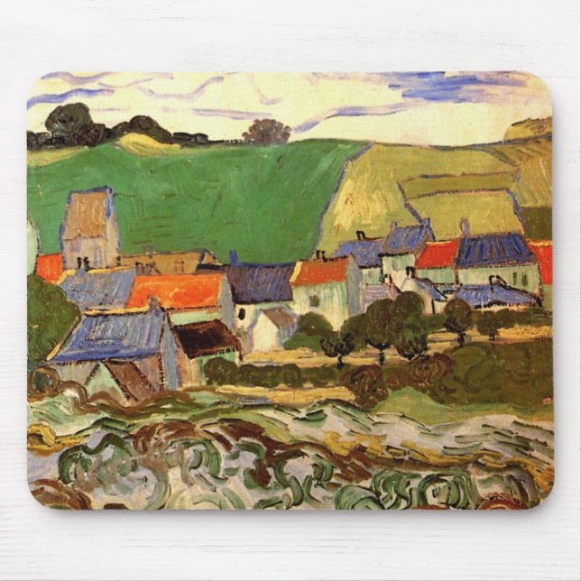 View of Auvers by Vincent van Gogh Mouse Mat (Front)