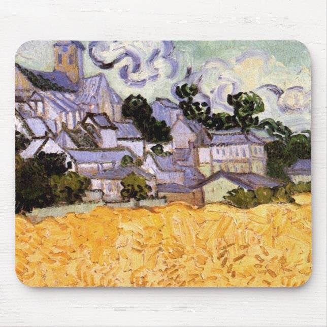 View of Auvers with Church by Vincent van Gogh Mouse Mat (Front)