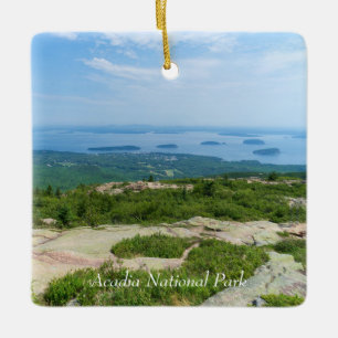 View of Bar Harbour from Cadillac Mountain Ceramic Ornament