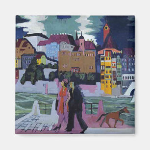 View of Basel and the Rhine, Ernst Ludwig Kirchner Magnet