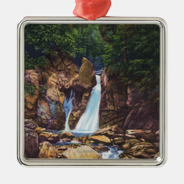 View of Bash-Bish Falls near Great Barrington Metal Tree Decoration (Front)