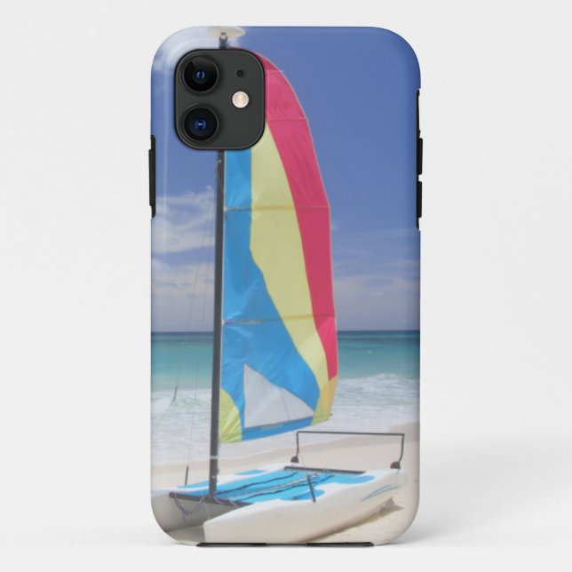 View Of Beach With Sailboat Case-Mate iPhone Case (Back)