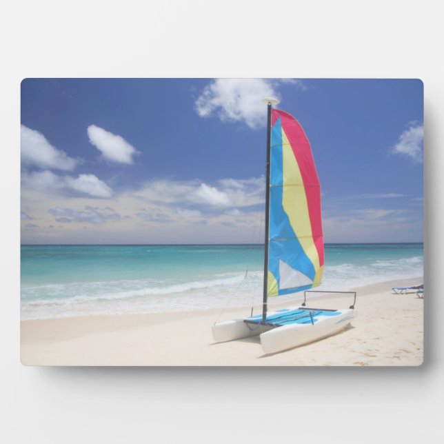 View Of Beach With Sailboat Plaque (Front)