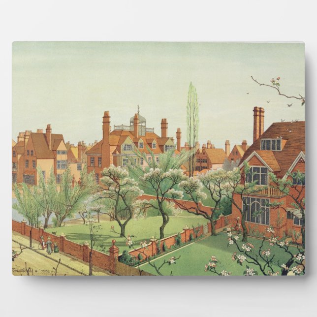 View of Bedford Park, 1882 (colour litho) 2 Plaque (Front)