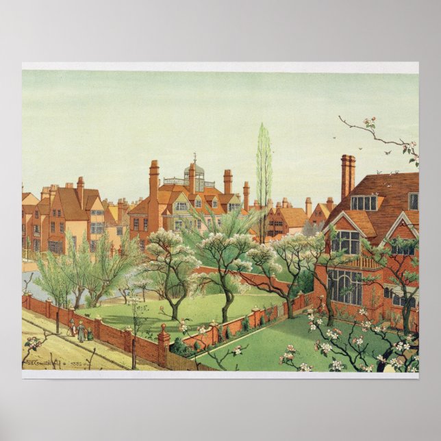 View of Bedford Park, 1882 (colour litho) 2 Poster (Front)