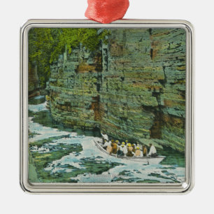 View of Boat Starting Down the Flume Metal Tree Decoration