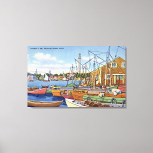 View of Boats in the Harbour Canvas Print