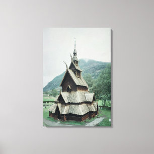 View of Borgund stave church, c.1150 Canvas Print