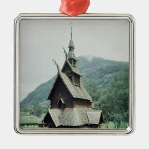 View of Borgund stave church, c.1150 Metal Tree Decoration