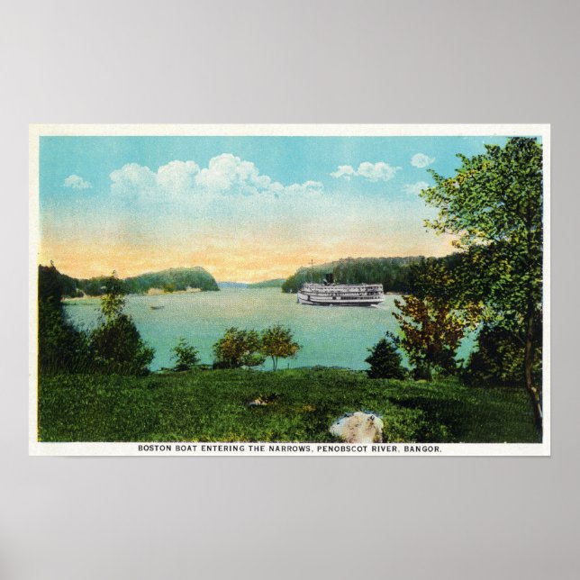 View of Boston Boat Entering the Narrows Poster (Front)