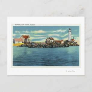 View of Boston Harbour and Boston Lighthouse Postcard