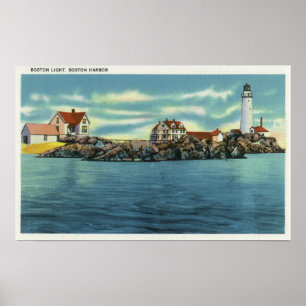 View of Boston Harbour and Boston Lighthouse Poster