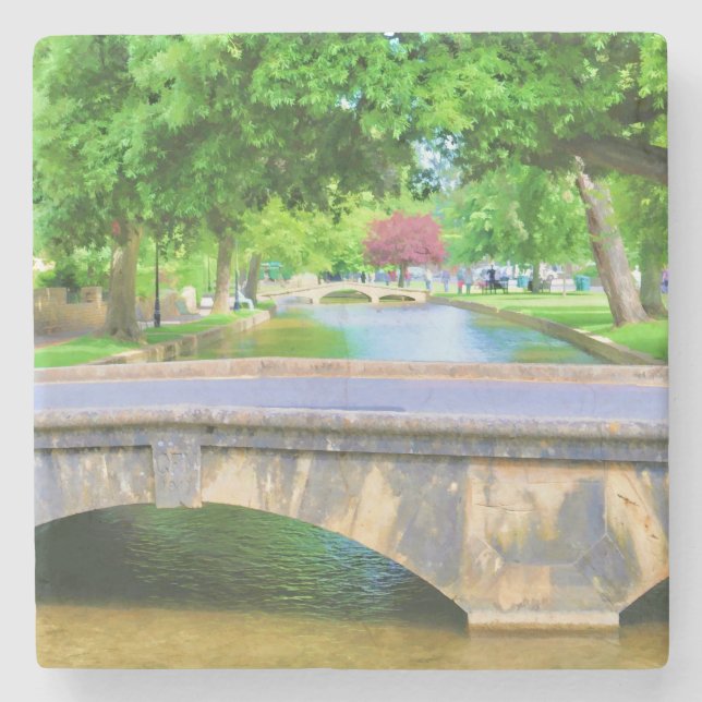 View of Bourton on the Water Stone Coaster (Front)